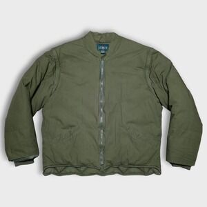 Vintage J Crew Oarsman Down Puffer Jacket Reversible Coat Vest Army Green Medium